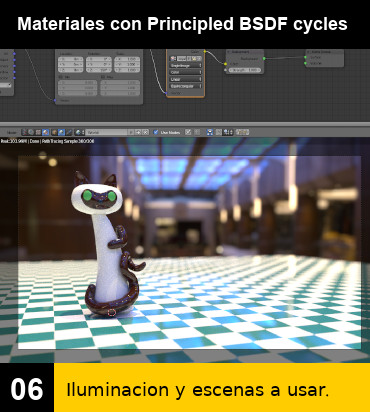 Materiales con Principled BSDF : Iluminación y escenas a usar.
